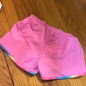Pink Shorts with Rainbow Trim